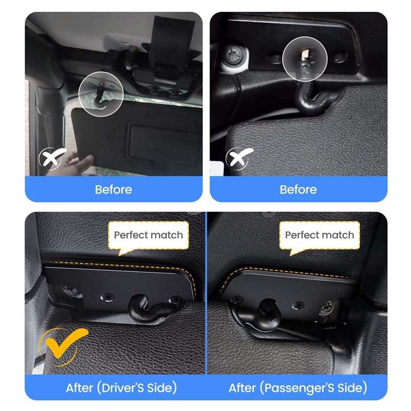 Car Sun Visor Repair Kit For Jeep Wrangler JK2018 / Wrangler 2018-2023 / Gladiator 2020-2023(Black)