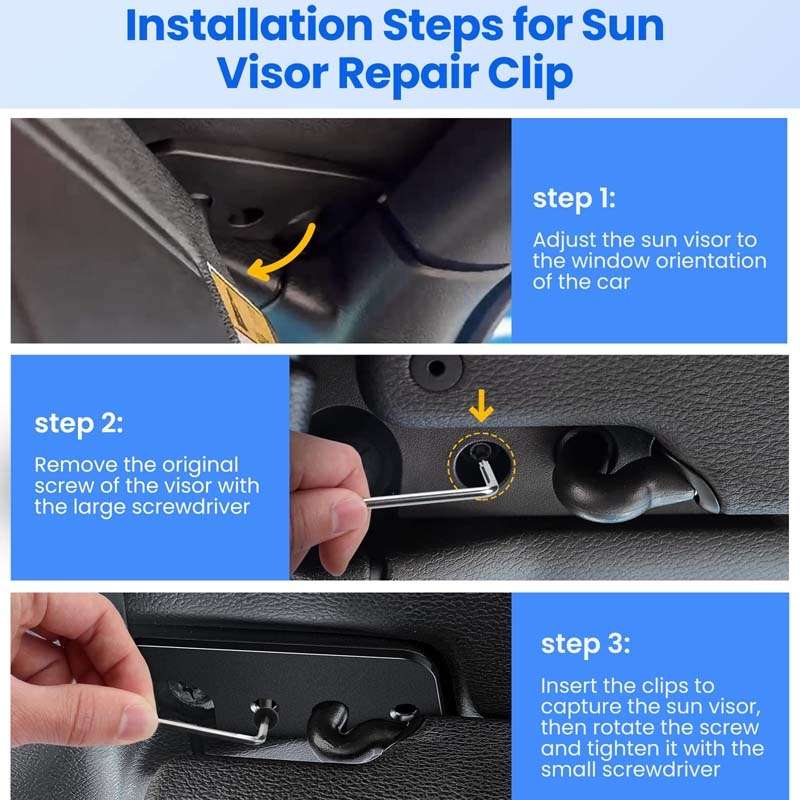 Car Sun Visor Repair Kit For Jeep Wrangler JK2018 / Wrangler 2018-2023 / Gladiator 2020-2023(Black)