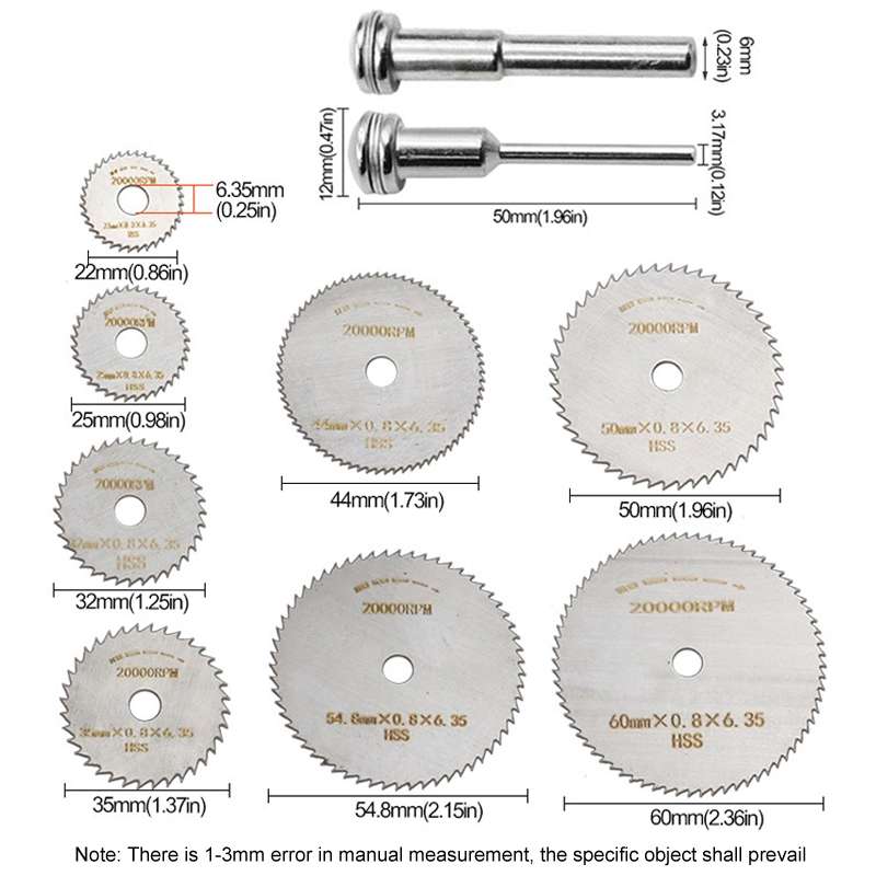 10pcs /Set High-Speed Steel Cutting Blade Multi-Size Cutting Wood PVC Electric Grinder Saw Blade Too
