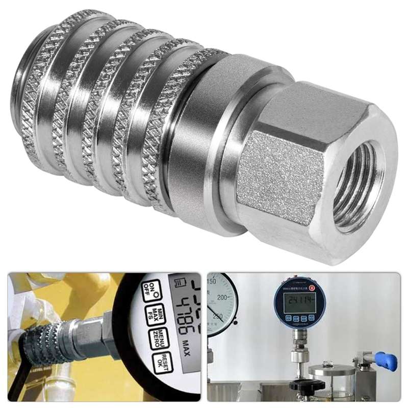 PD242 Series PD Steel Hydraulic Test Port And Diagnostic Equipment Quick Connect Coupler(Silver)