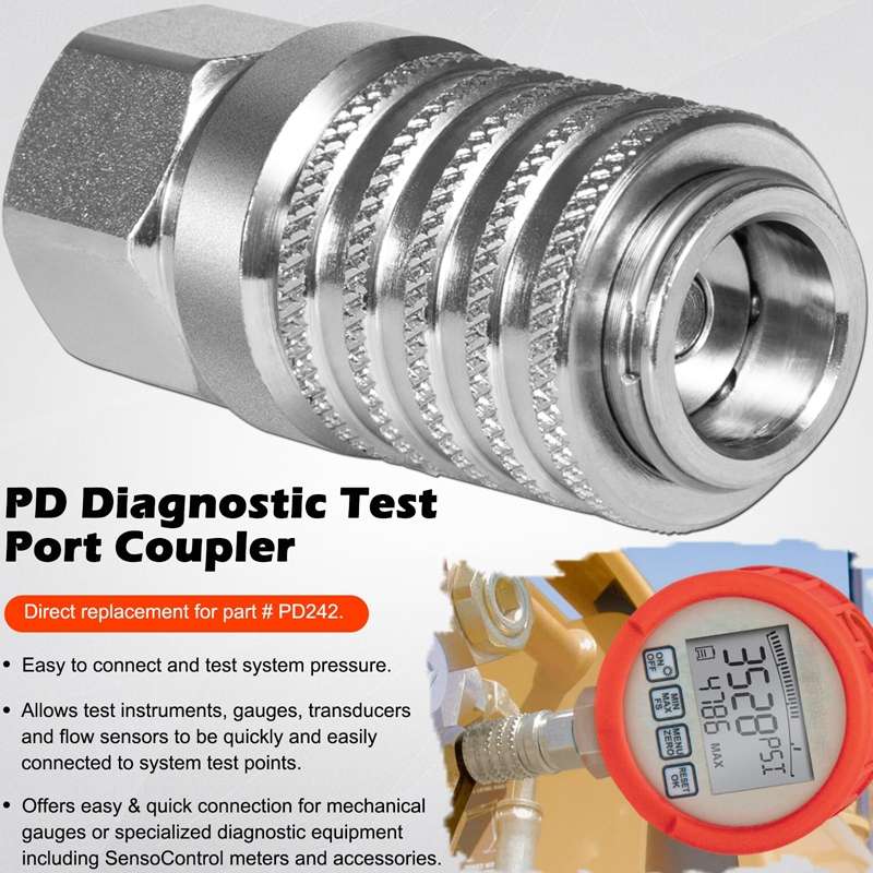 PD242 Series PD Steel Hydraulic Test Port And Diagnostic Equipment Quick Connect Coupler(Silver)