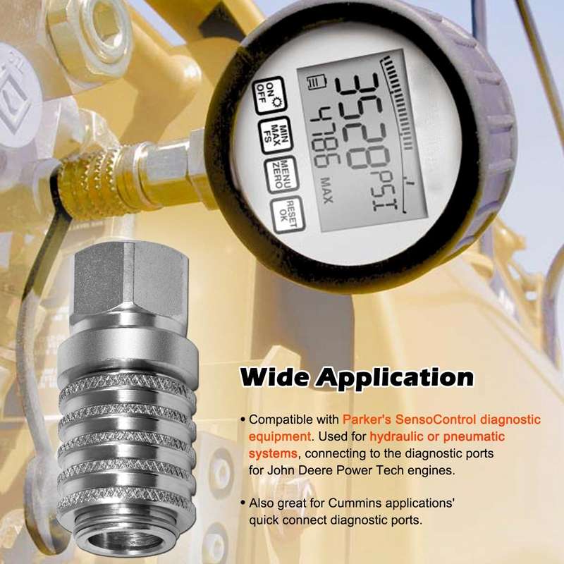 PD242 Series PD Steel Hydraulic Test Port And Diagnostic Equipment Quick Connect Coupler(Silver)