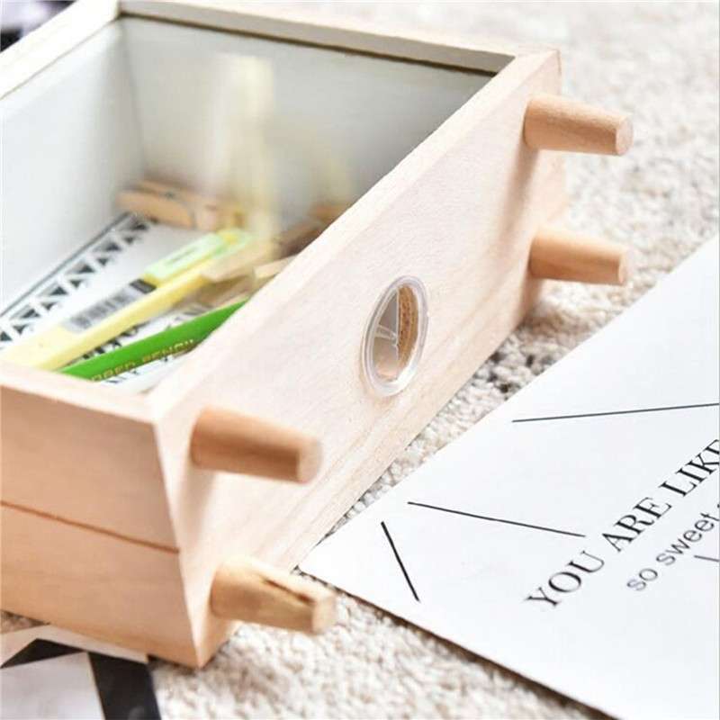 Creative Wooden Art Fresh Piggy Bank Bedroom Desktop Decoration Ornaments Sundries Storage Box, Styl