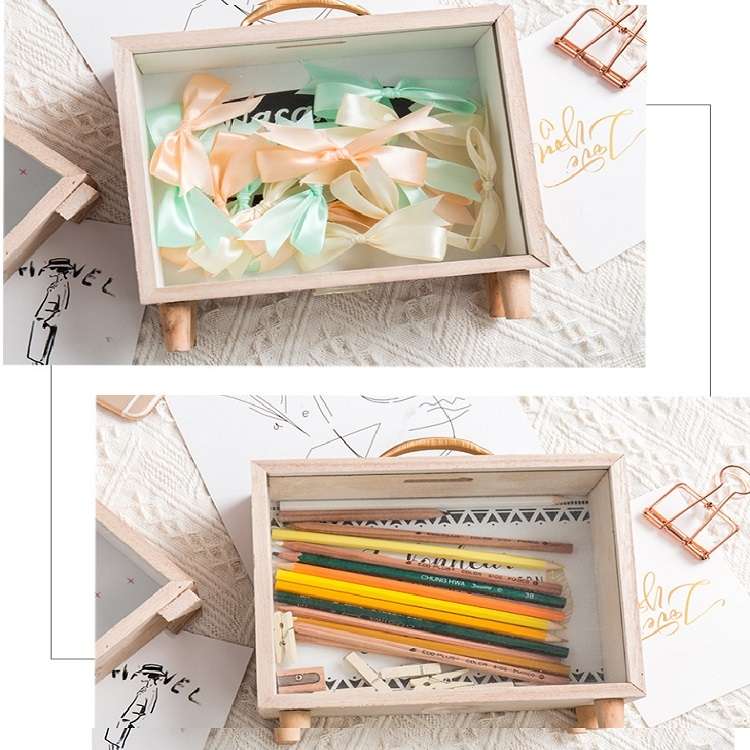 Creative Wooden Art Fresh Piggy Bank Bedroom Desktop Decoration Ornaments Sundries Storage Box, Styl