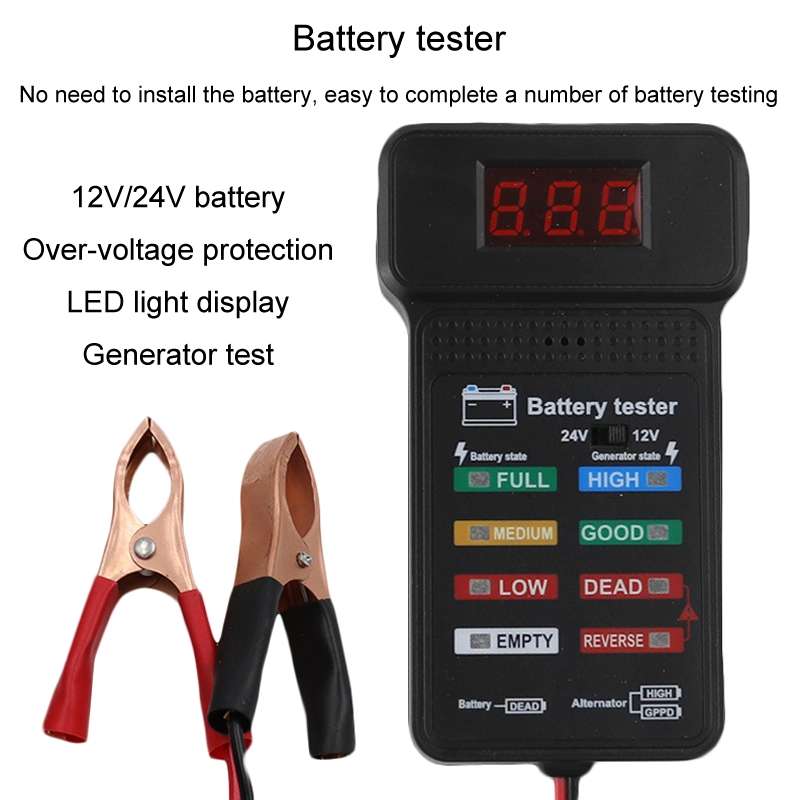 12/24V Battery Tester Car Battery Checker Electricity Capacity Tester