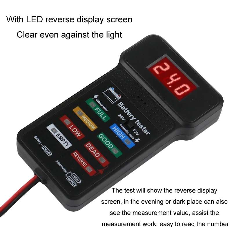 12/24V Battery Tester Car Battery Checker Electricity Capacity Tester