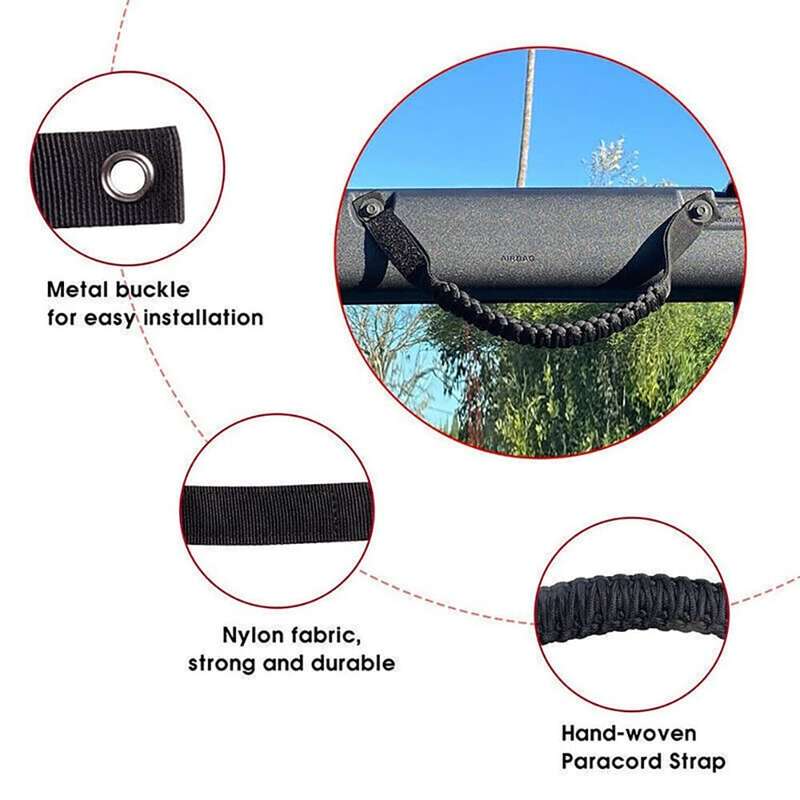 For Ford Bronco/Jeep Wrangler Roof Braided Parachute Rope Handrail(Black)