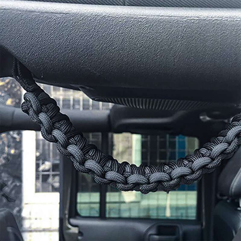 For Ford Bronco/Jeep Wrangler Roof Braided Parachute Rope Handrail(Black)