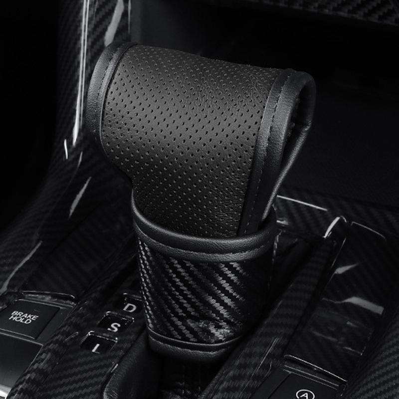 Car Automatic Universal Perforated Breathable Cowhide Side Opening Shift Cover, Style: A-Wine Red