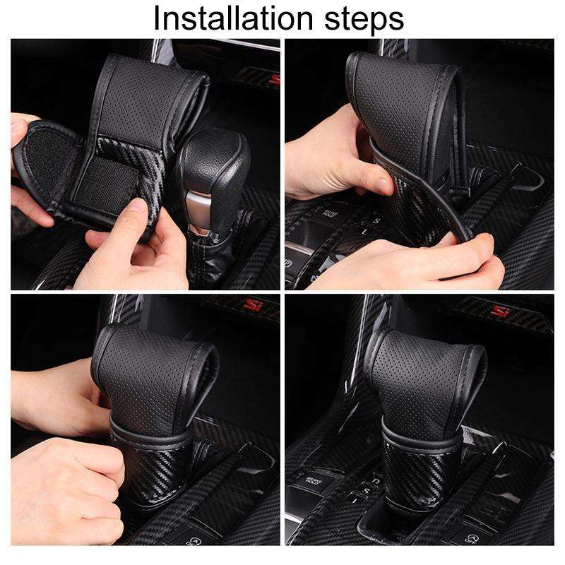 Car Automatic Universal Perforated Breathable Cowhide Side Opening Shift Cover, Style: A-Wine Red