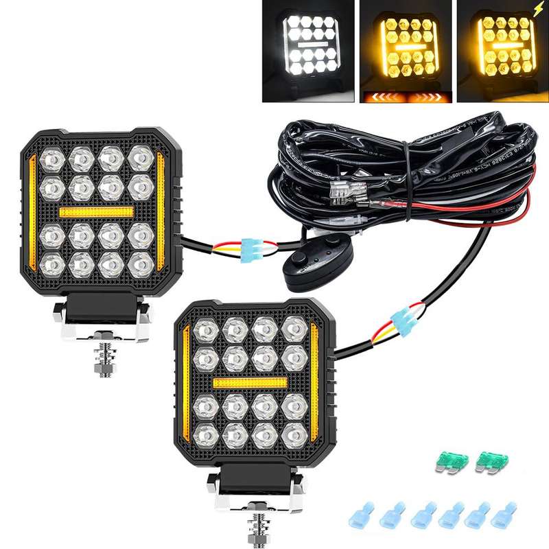 4 Inch Square Mixed Luminous Angel Eye Car Work Light(X7)