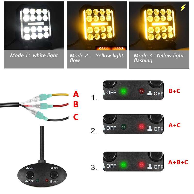 4 Inch Square Mixed Luminous Angel Eye Car Work Light(X7)