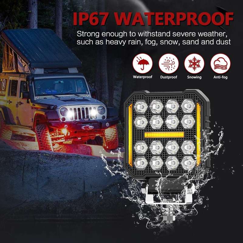4 Inch Square Mixed Luminous Angel Eye Car Work Light(X7)