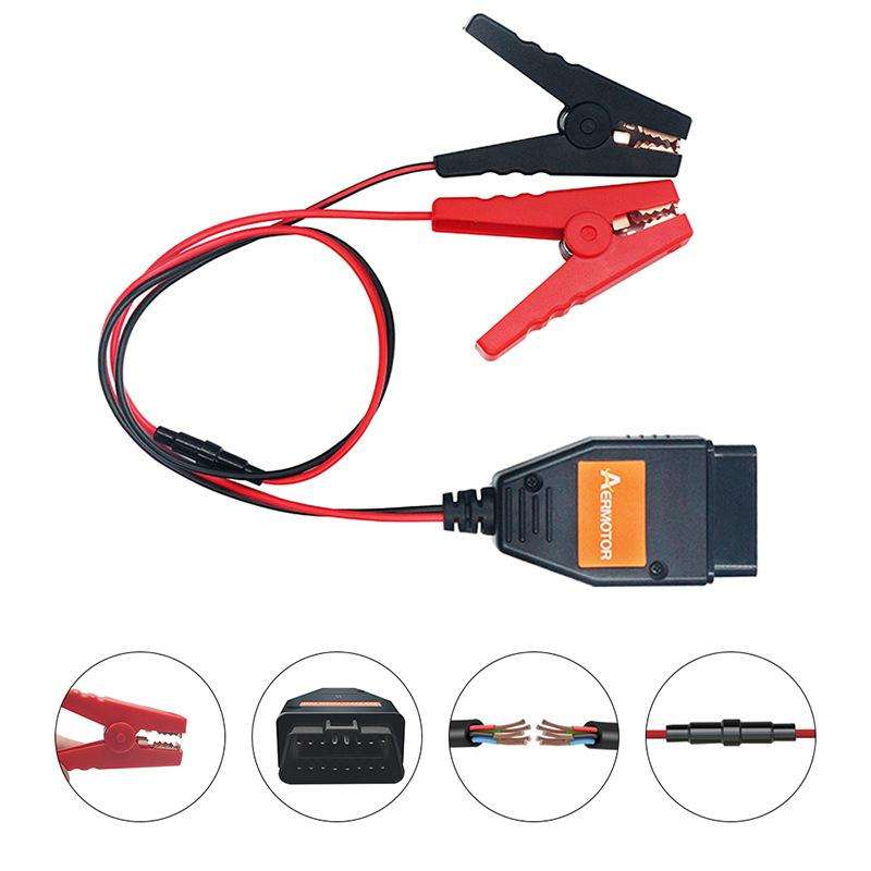 AERMOTOR Car ECU OBD2 Connector Battery Charging Clip Emergency Power Off Protector(Red Black)