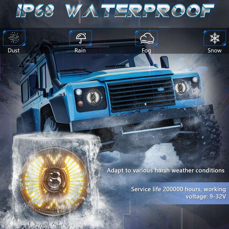 7 Inch Round Lens With Tangent Fan-Shaped Angel Eye Headlights(H4)