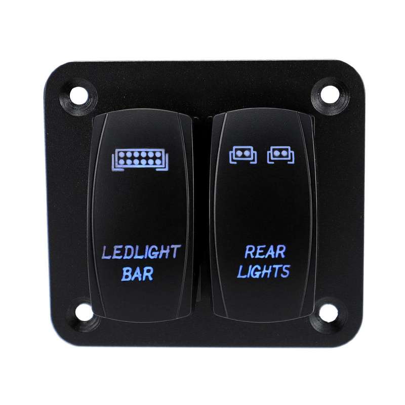 Blue Light Laser Engraved Panel Combination Switch For Car Boat, Specifications: 2-digit Panel