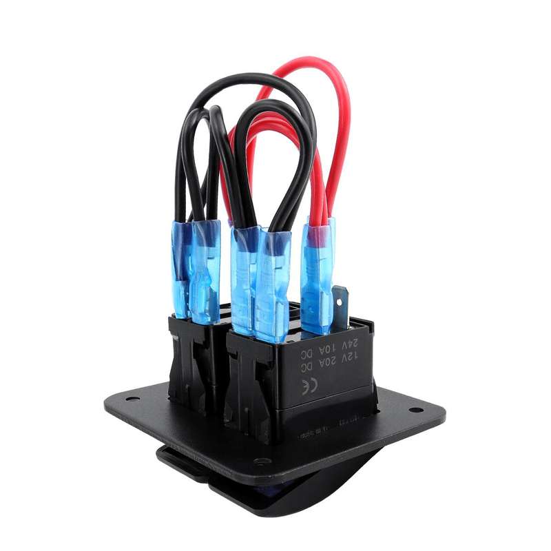 Blue Light Laser Engraved Panel Combination Switch For Car Boat, Specifications: 2-digit Panel