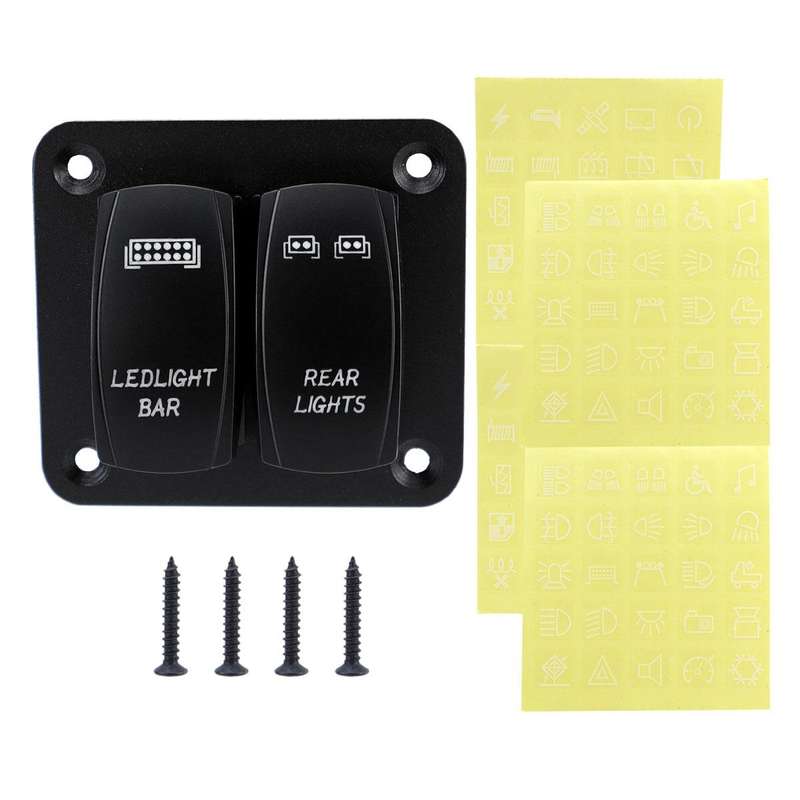 Blue Light Laser Engraved Panel Combination Switch For Car Boat, Specifications: 2-digit Panel
