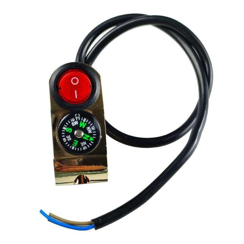 Motorbike Tap Handle Switch Compass Type Dual Flash High And Low Beam Spotlight Switch(Gold)