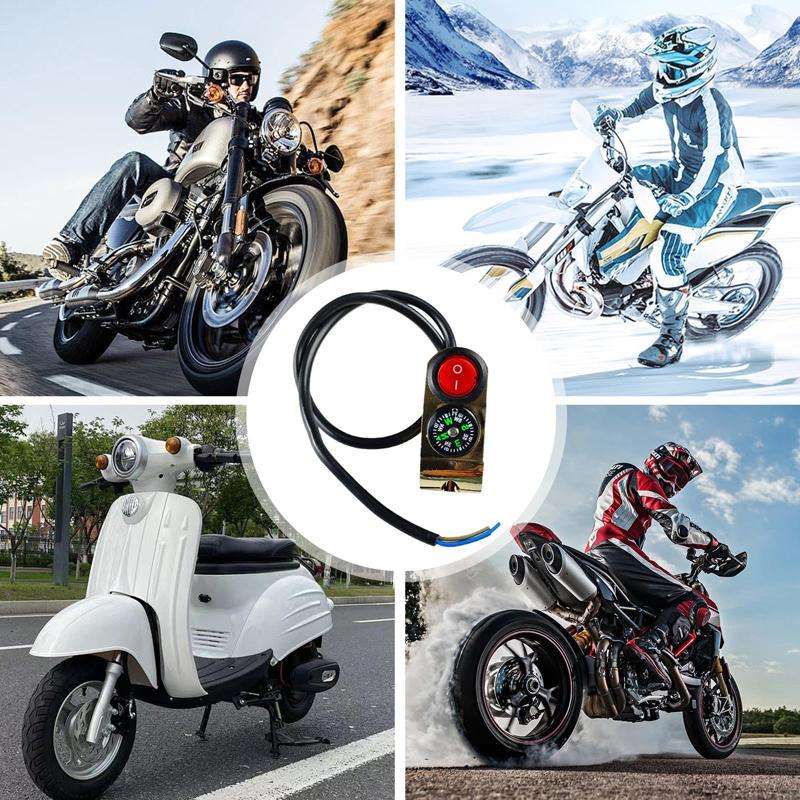 Motorbike Tap Handle Switch Compass Type Dual Flash High And Low Beam Spotlight Switch(Gold)