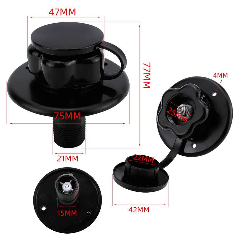RV Ship Flange Threaded Leak-proof Water Inlet Connector Check Valve, Specifications: Black 2