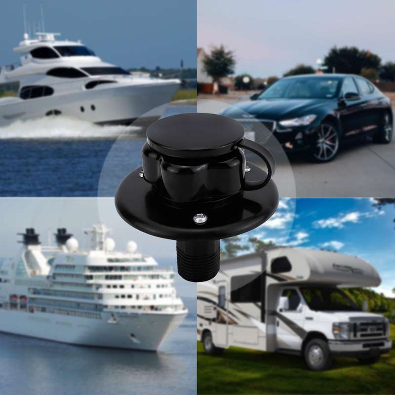 RV Ship Flange Threaded Leak-proof Water Inlet Connector Check Valve, Specifications: Black 3