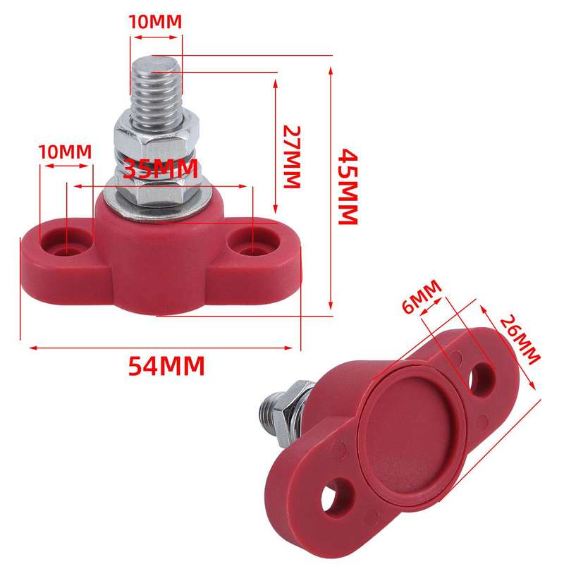 12V RV Yacht M10 Single Pole Battery Terminal, Color: Red
