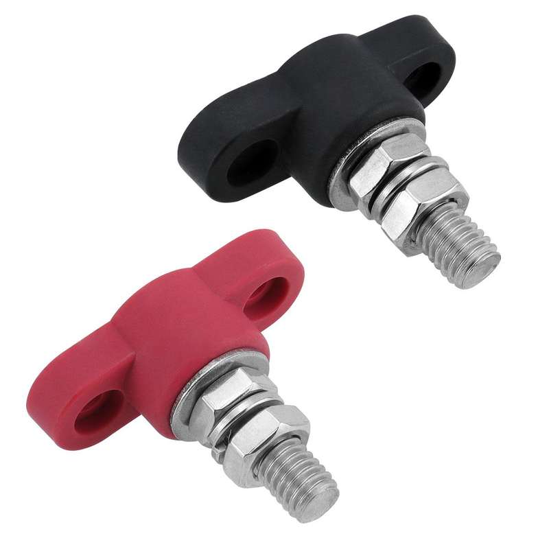 12V RV Yacht M10 Single Pole Battery Terminal, Color: Red Black Pair