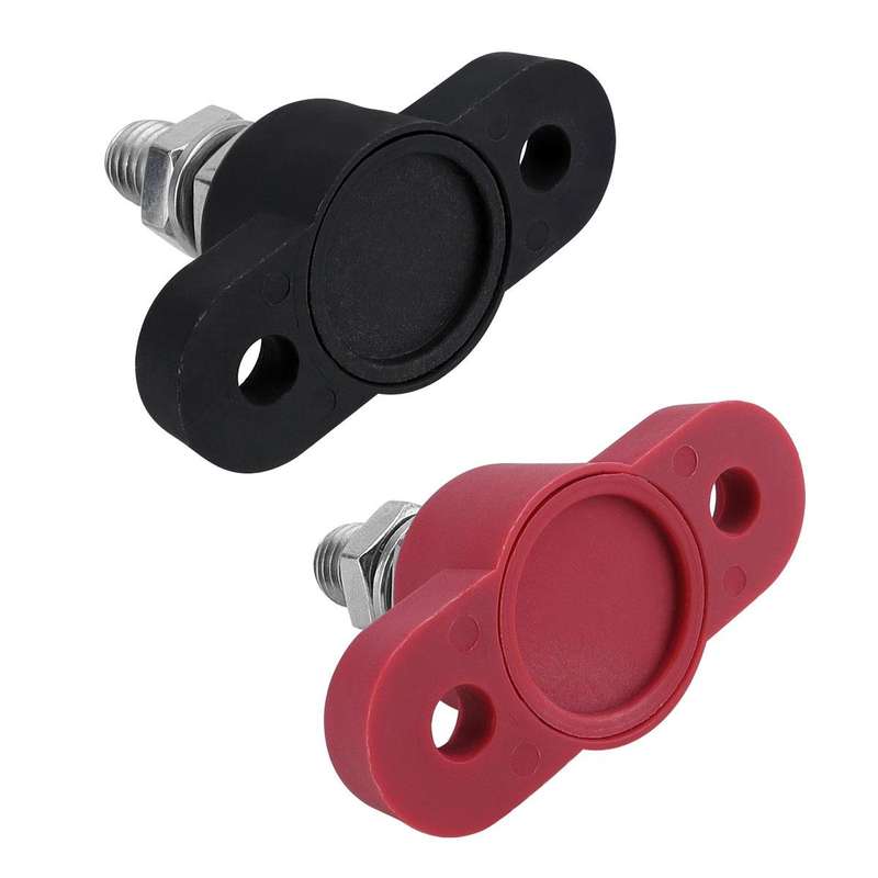 12V RV Yacht M10 Single Pole Battery Terminal, Color: Red Black Pair
