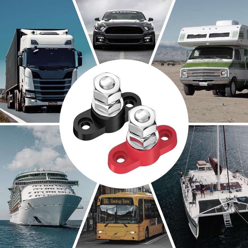 12V RV Yacht M10 Single Pole Battery Terminal, Color: Black