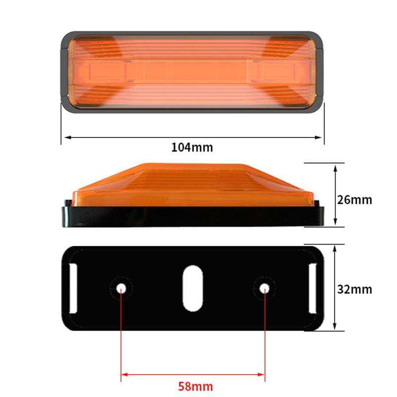 2pcs 28LED Bi-Color High Brake Tail Lights Turn Signal Lights For Sweeper / RV / Van / Truck Modific