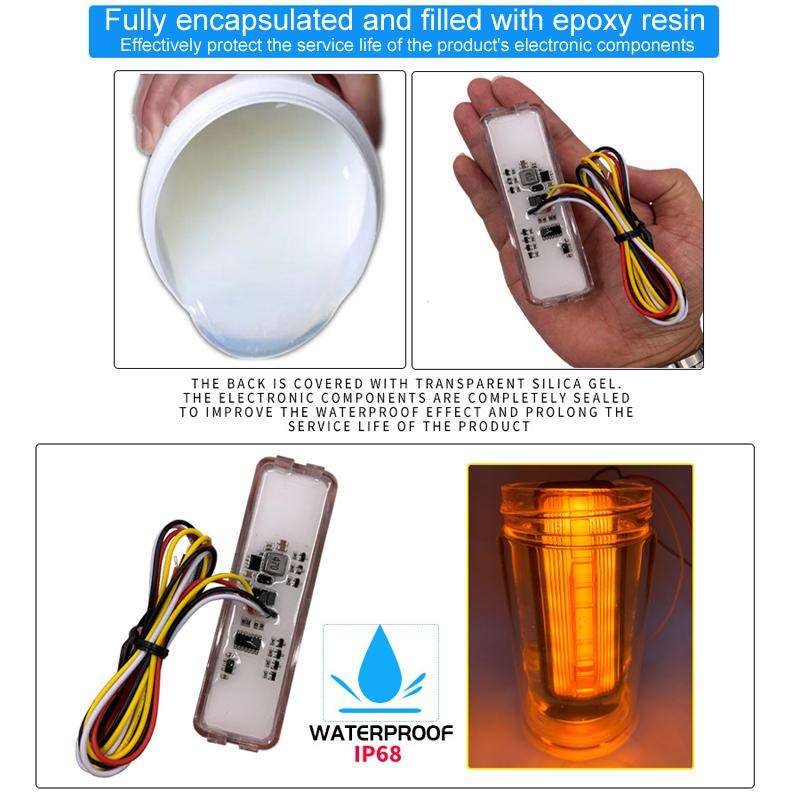 2pcs 28LED Bi-Color High Brake Tail Lights Turn Signal Lights For Sweeper / RV / Van / Truck Modific