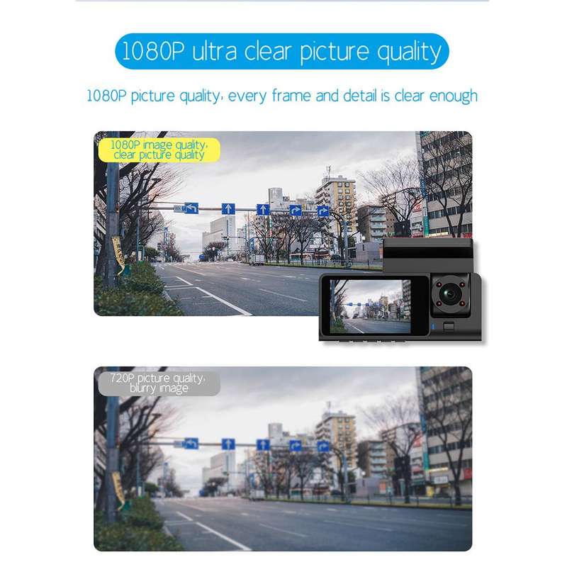 G71 HD 1080P Three-Lens 2.0-Inch Infrared Night Vision Driving Recorder, Spec: No WIFI