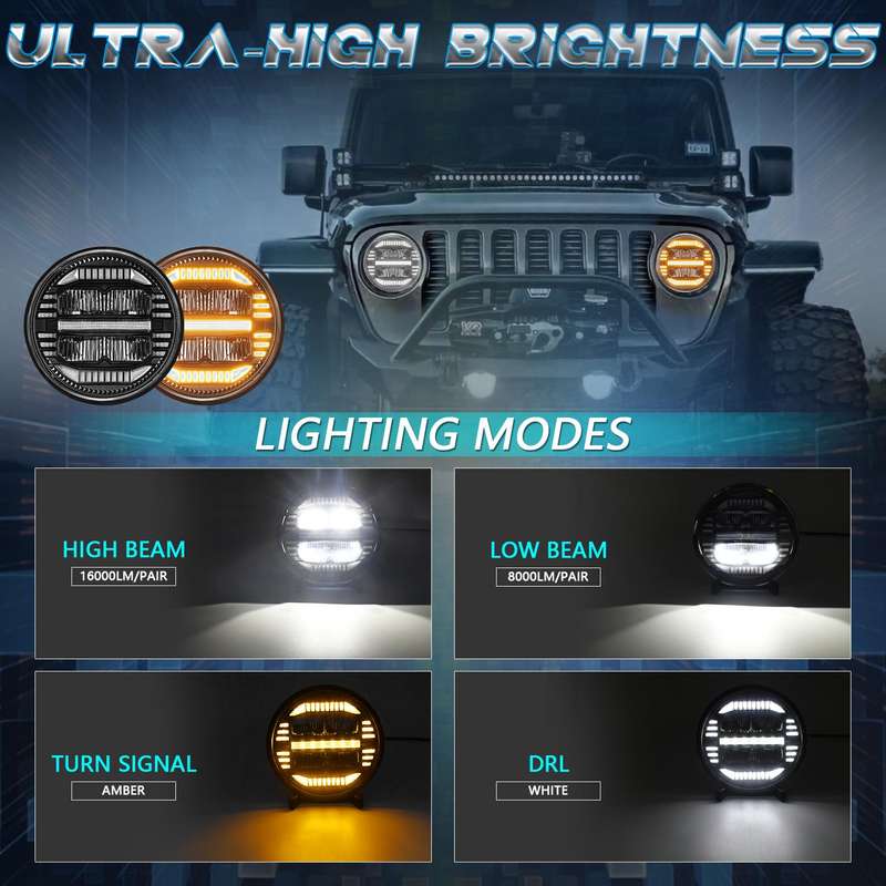 7-inch Round Refraction LED Round Headlight For Wrangler(H4)