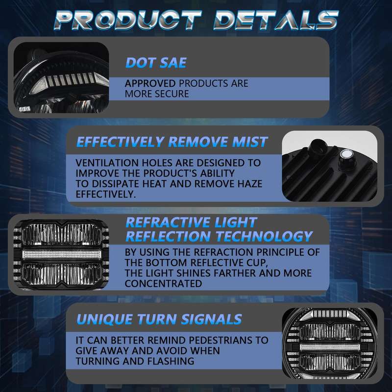7-inch Round Refraction LED Round Headlight For Wrangler(H4)