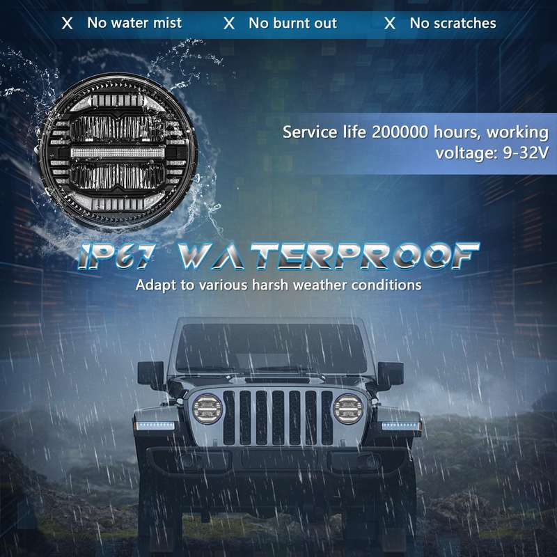 7-inch Round Refraction LED Round Headlight For Wrangler(H4)
