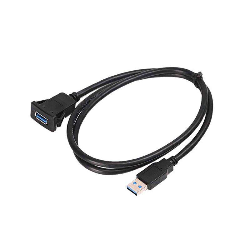 1m Square Snap-On USB3.0 Compatible 2.0 Car Boat Motorcycle Instrument Panel Extension Cable