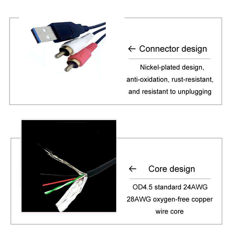 2m USB3.0+2RCA Car Waterproof Cable Motorcycle Panel Boat Instrumentation Wire