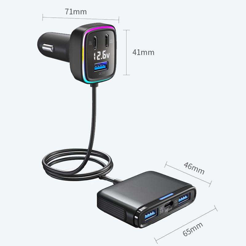 GE01 Powerful Output Colorful Ambient Lights Car Quick Charger
