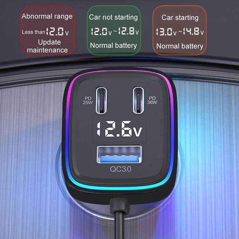GE01 Powerful Output Colorful Ambient Lights Car Quick Charger