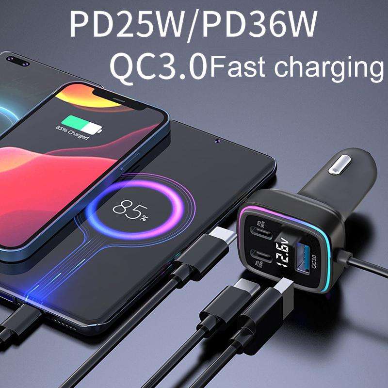 GE01 Powerful Output Colorful Ambient Lights Car Quick Charger