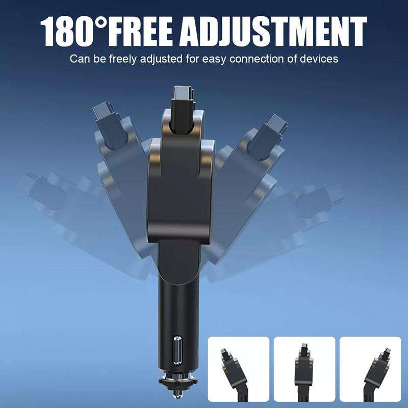 BC97 Dual Retractable Cable Car Charger Automobile Bluetooth MP3 Player