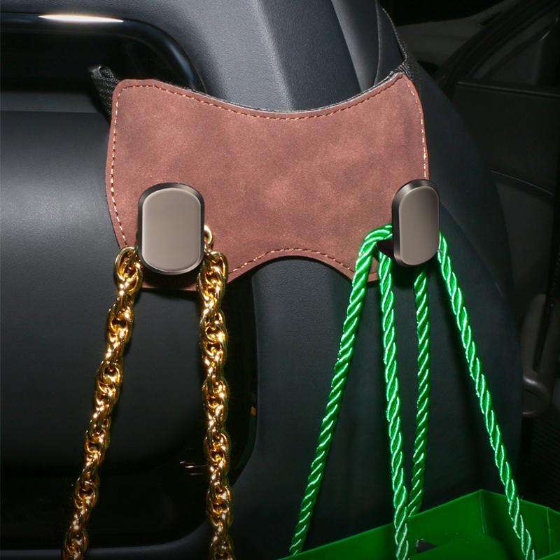 Car Sports Seats With One-Piece Headrests Furring Storage Metal Hooks(Brown)