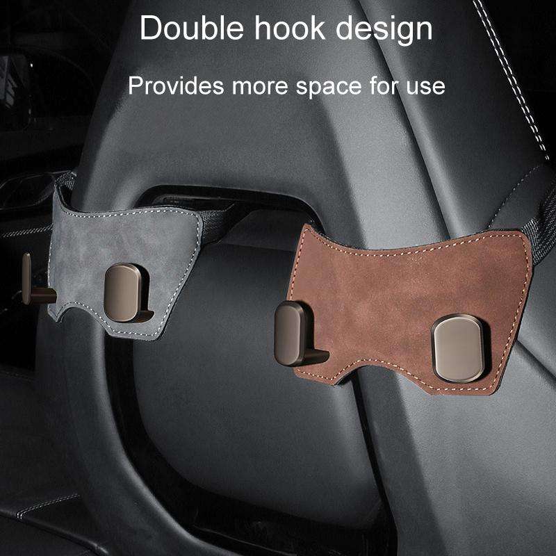 Car Sports Seats With One-Piece Headrests Furring Storage Metal Hooks(Brown)