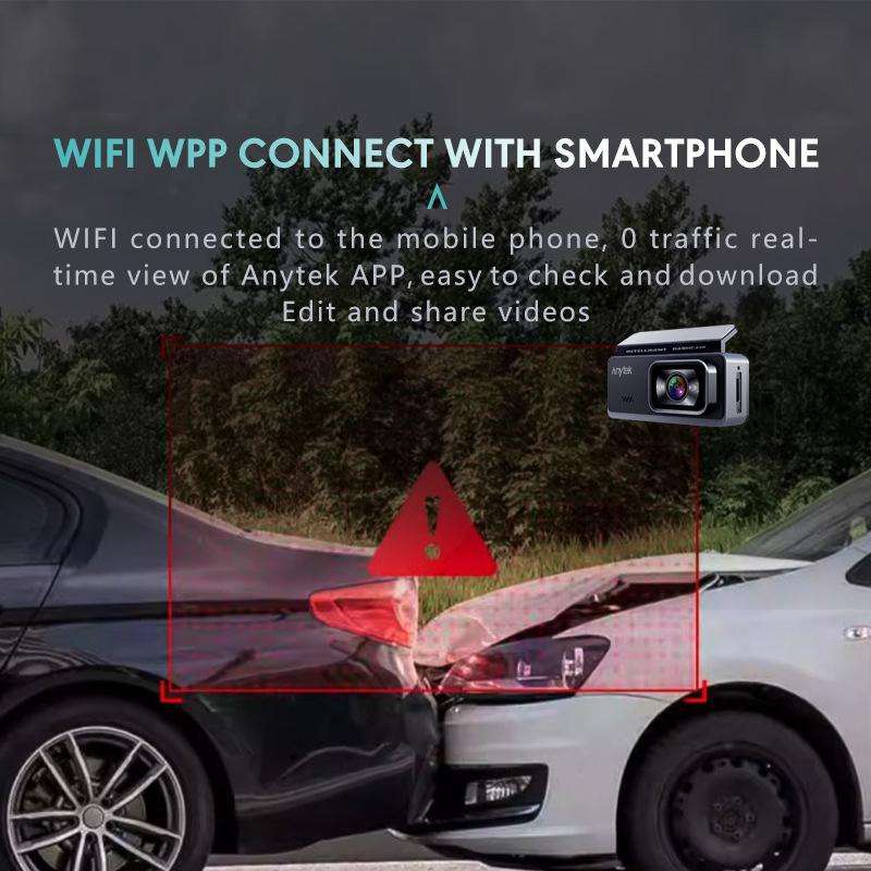 Anytek T1 PRO 3.2 Inch 2K HD Night Vision Car Recorder Hidden Car Camera Front And Rear Dual Recordi