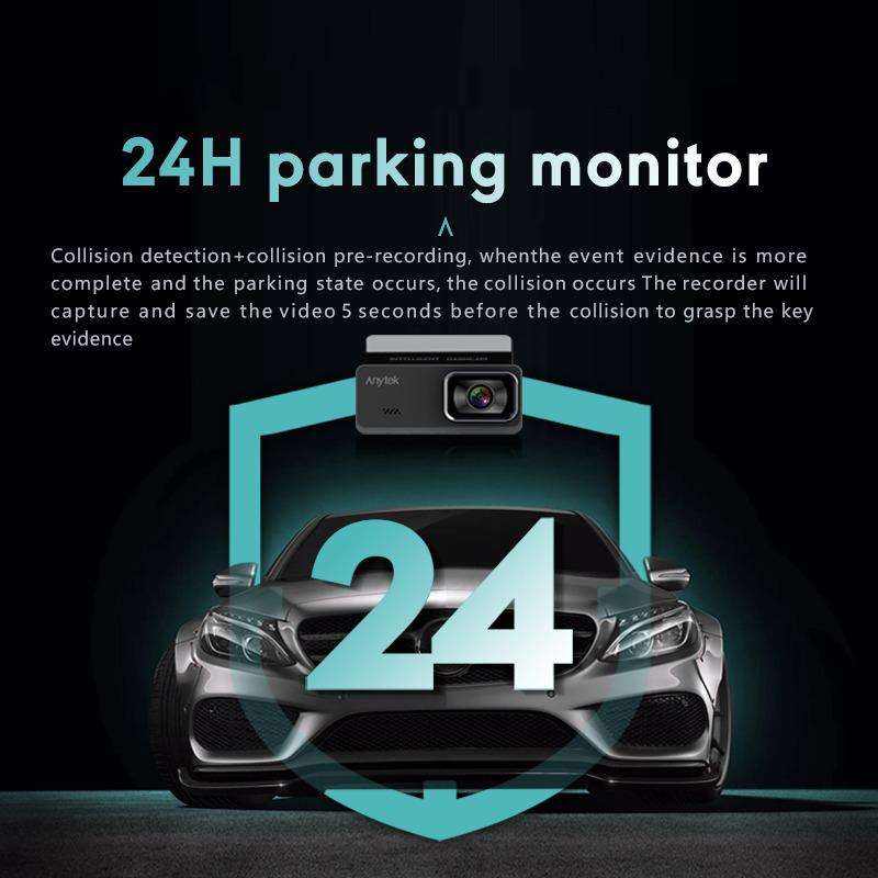 Anytek T1 PRO 3.2 Inch 2K HD Night Vision Car Recorder Hidden Car Camera Front And Rear Dual Recordi
