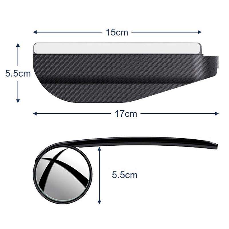 2pcs / Set Car Mirror Reversing Shield Rain Brow 2 In 1 Carbon Fiber Reflective Auxiliary Mirror Cov