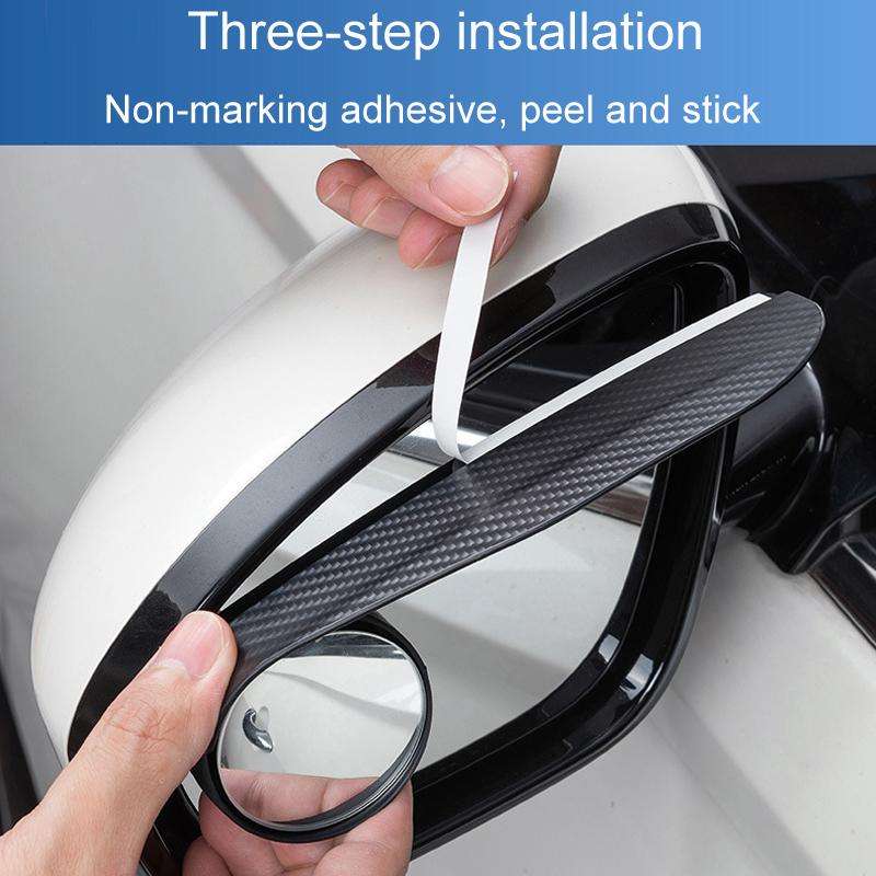 2pcs / Set Car Mirror Reversing Shield Rain Brow 2 In 1 Carbon Fiber Reflective Auxiliary Mirror Cov