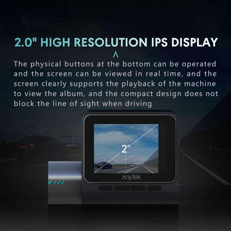 Anytek T3 PRO 2 inch 2K HD Night Vision Car Recorder Hidden Car Camera Front & Rear Dual Recording(B