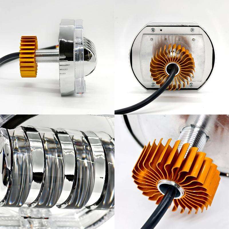 Motorcycle Electric Vehicle General Modification LED Headlight 4 Beads Double Lens Lamps, Style: Ice